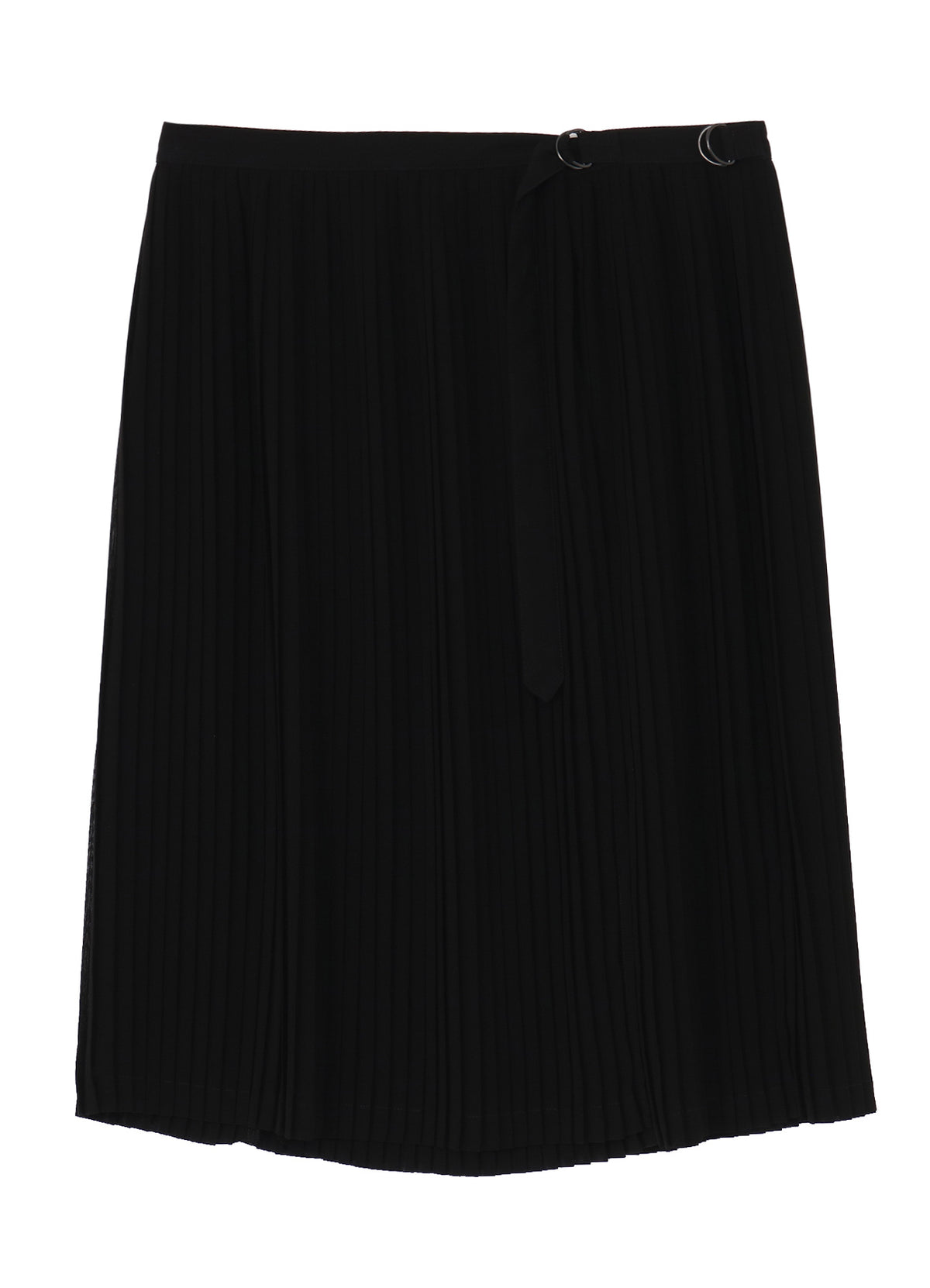 BLACK CHIFFON PLEATS WRAP SKIRT
