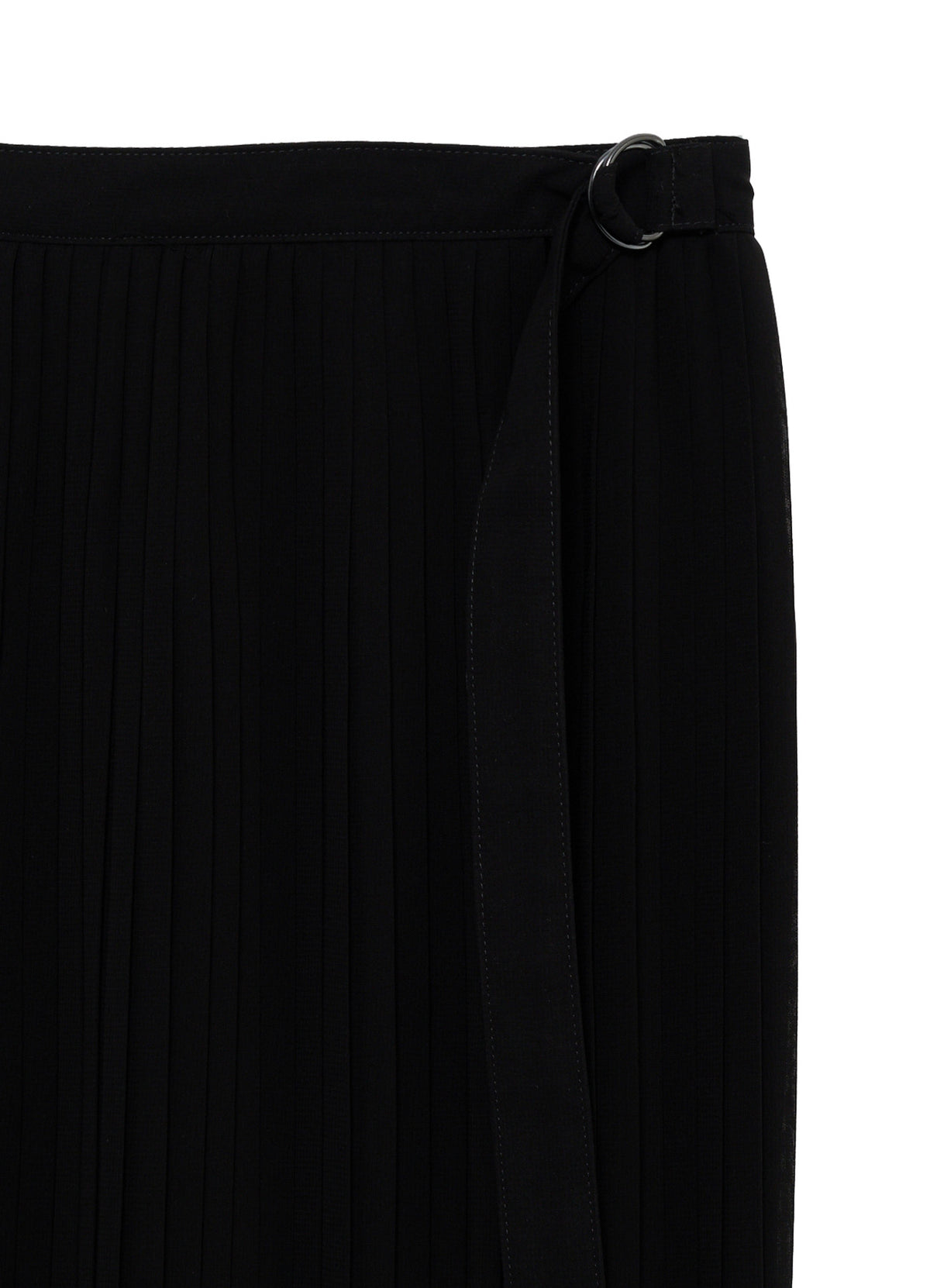 BLACK CHIFFON PLEATS WRAP SKIRT