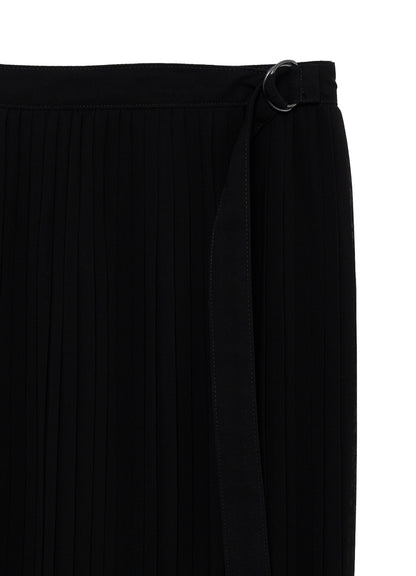 BLACK CHIFFON PLEATS WRAP SKIRT