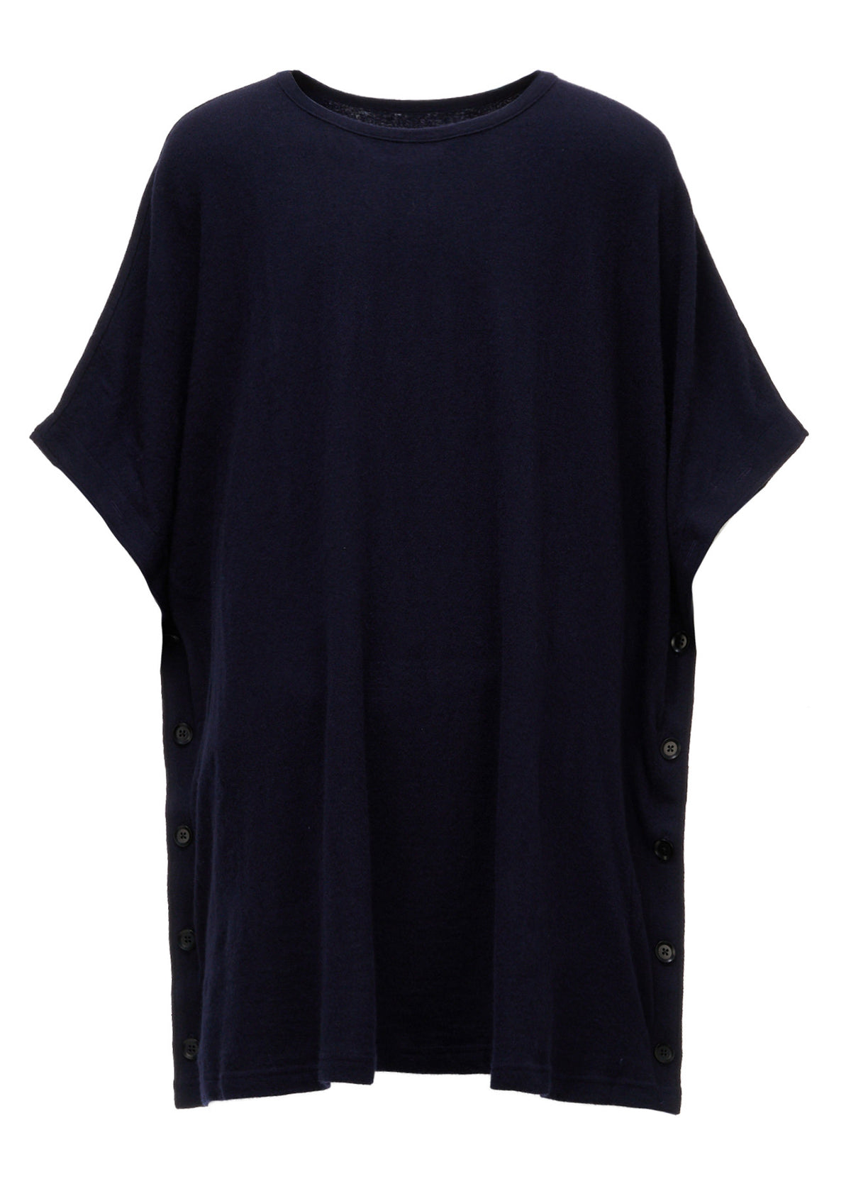AIRY FEATHERY SIDE-BUTTON OVERSIZED SHORT-SLEEVE T-SHIRT
