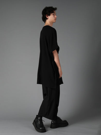 AIRY FEATHERY SIDE-BUTTON OVERSIZED SHORT-SLEEVE T-SHIRT