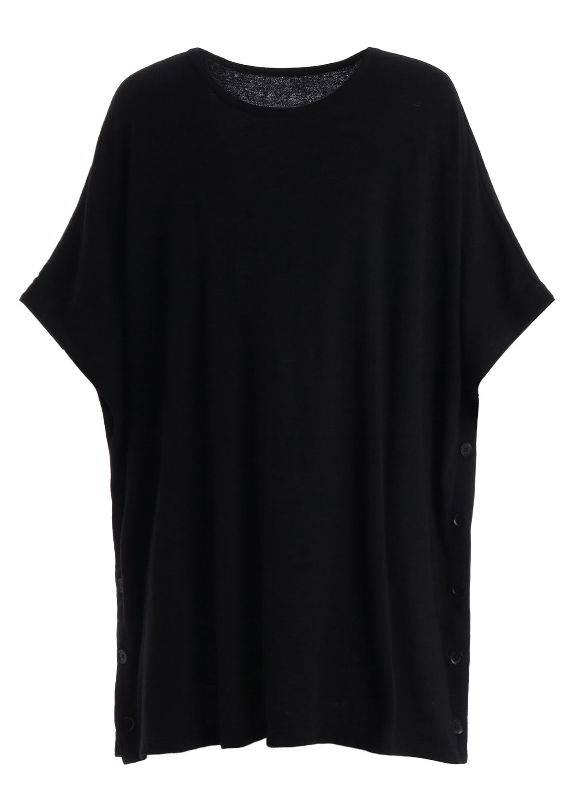 AIRY FEATHERY SIDE-BUTTON OVERSIZED SHORT-SLEEVE T-SHIRT