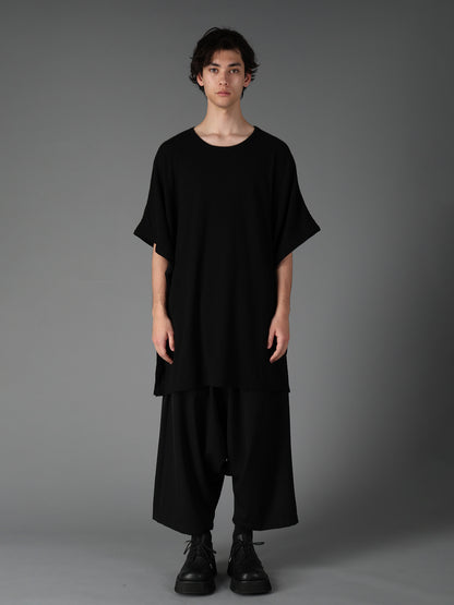 AIRY FEATHERY SIDE-BUTTON OVERSIZED SHORT-SLEEVE T-SHIRT