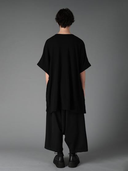 AIRY FEATHERY SIDE-BUTTON OVERSIZED SHORT-SLEEVE T-SHIRT