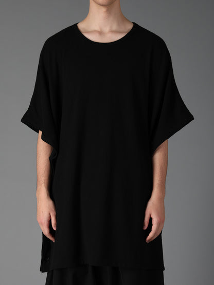 AIRY FEATHERY SIDE-BUTTON OVERSIZED SHORT-SLEEVE T-SHIRT