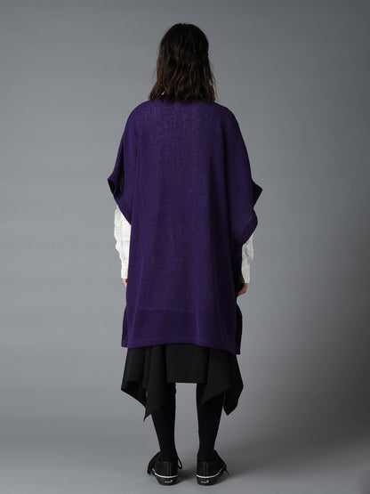SPIDER WEB KNIT SIDE-BUTTON BIG SHORT-SLEEVED T