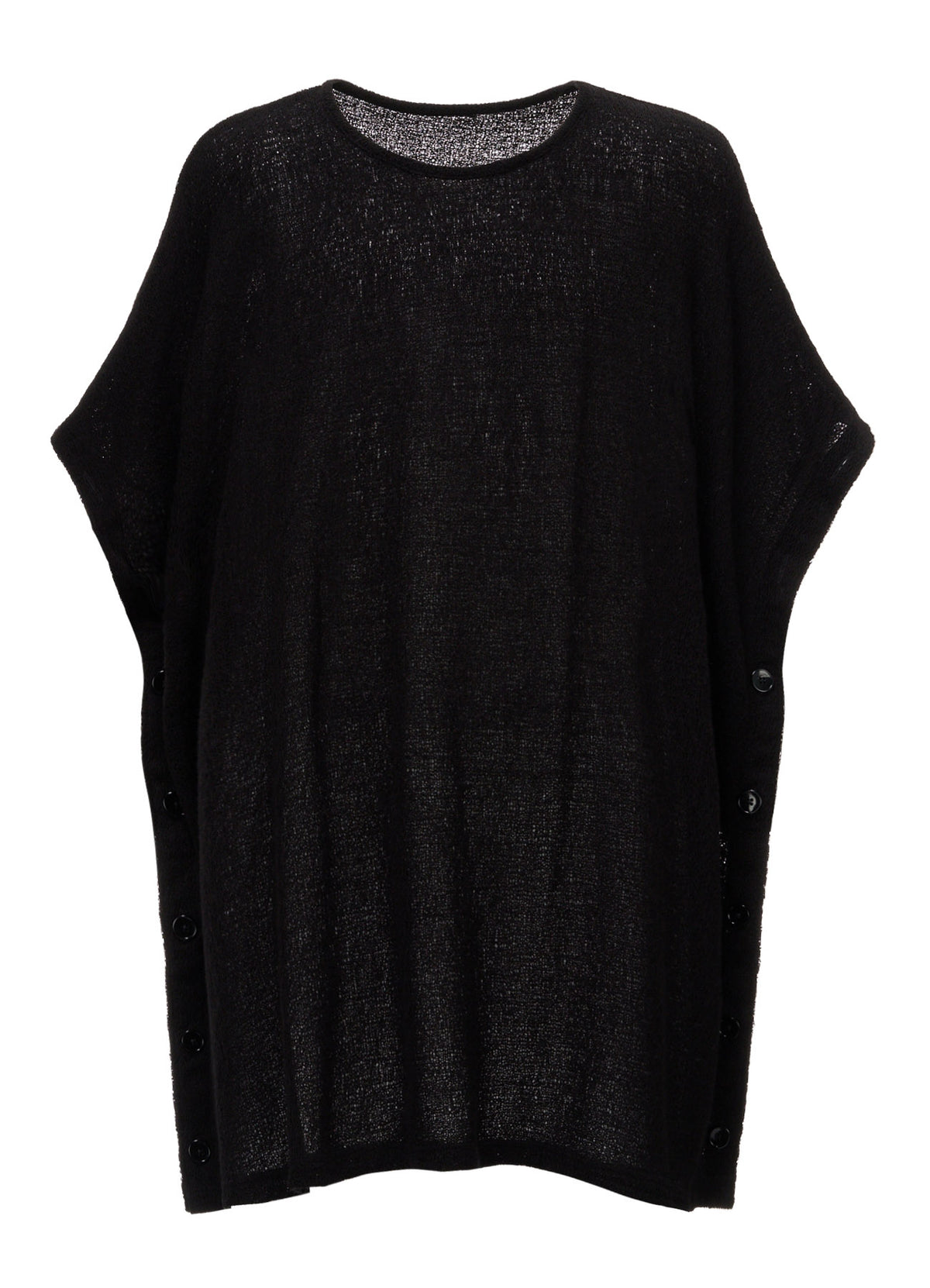 SPIDER WEB KNIT SIDE-BUTTON BIG SHORT-SLEEVED T