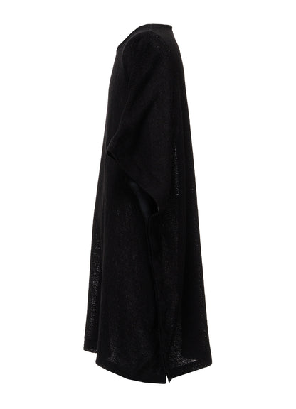 SPIDER WEB KNIT SIDE-BUTTON BIG SHORT-SLEEVED T