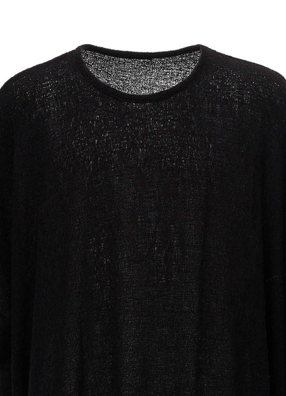 SPIDER WEB KNIT SIDE-BUTTON BIG SHORT-SLEEVED T