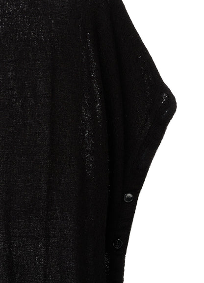 SPIDER WEB KNIT SIDE-BUTTON BIG SHORT-SLEEVED T