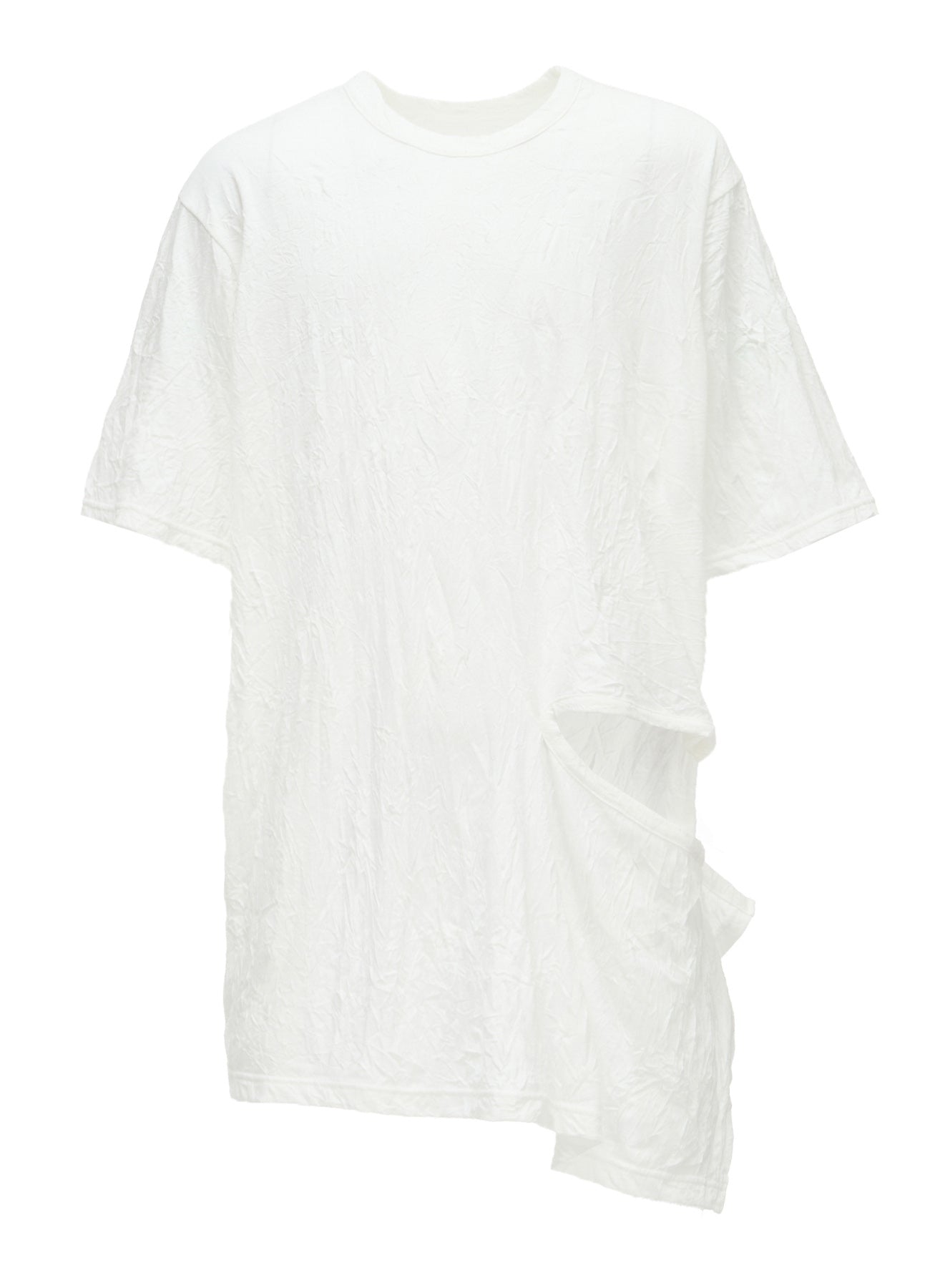 CATCH WASHER WRINKLE JERSEY LEFT SIDE CUT OUT SHORT SLEEVED T