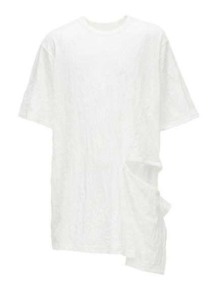 CATCH WASHER WRINKLE JERSEY LEFT SIDE CUT OUT SHORT SLEEVED T