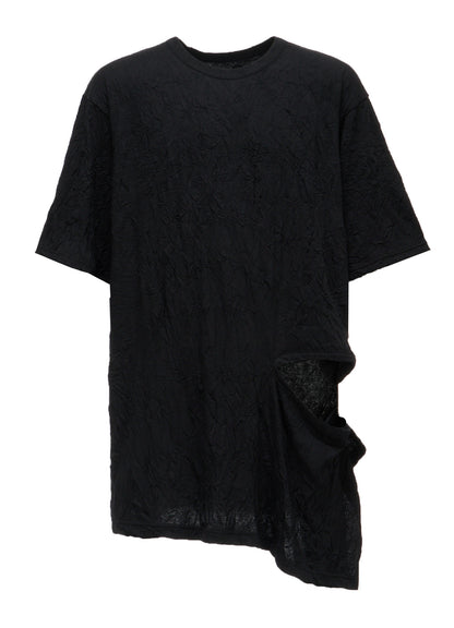 CATCH WASHER WRINKLE JERSEY LEFT SIDE CUT OUT SHORT SLEEVED T