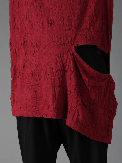 CATCH WASHER WRINKLE JERSEY LEFT SIDE CUT OUT SHORT SLEEVED T