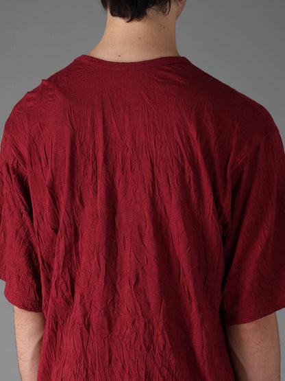 CATCH WASHER WRINKLE JERSEY LEFT SIDE CUT OUT SHORT SLEEVED T