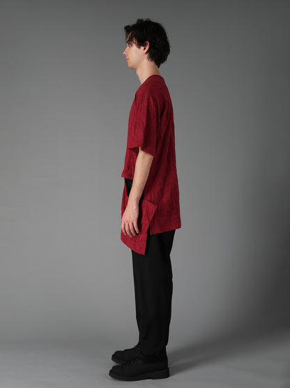 CATCH WASHER WRINKLE JERSEY LEFT SIDE CUT OUT SHORT SLEEVED T