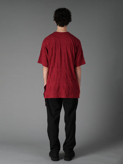 CATCH WASHER WRINKLE JERSEY LEFT SIDE CUT OUT SHORT SLEEVED T
