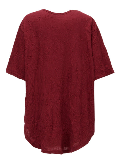 CATCH WASHER WRINKLE JERSEY ROUND HEM JUMBO SHORT SLEEVED T