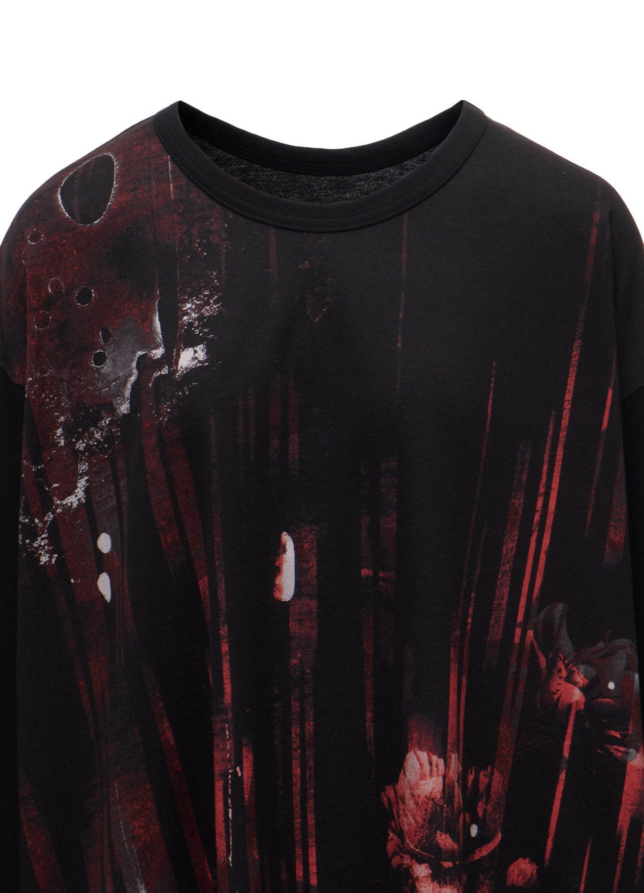 FLORAL STRIPED & COTTON JERSEY JUMBO LONG-SLEEVED T-SHIRT