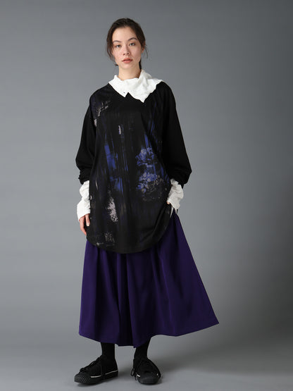 FLORAL STRIPED & COTTON JERSEY JUMBO LONG-SLEEVED T-SHIRT