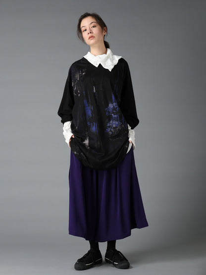 FLORAL STRIPED & COTTON JERSEY JUMBO LONG-SLEEVED T-SHIRT