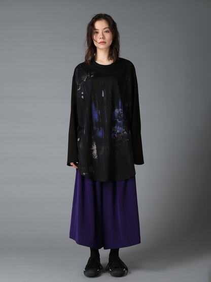 FLORAL STRIPED & COTTON JERSEY JUMBO LONG-SLEEVED T-SHIRT