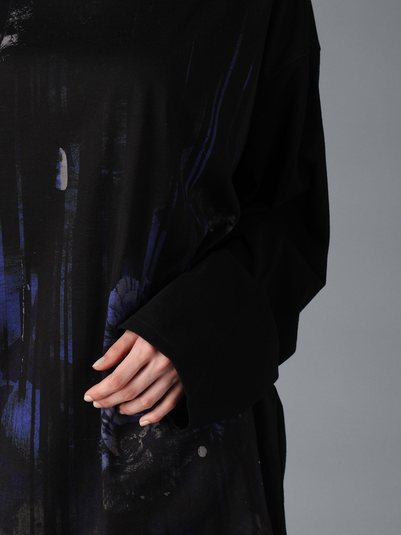 FLORAL STRIPED & COTTON JERSEY JUMBO LONG-SLEEVED T-SHIRT
