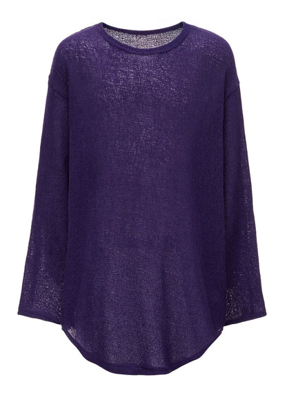 SPIDER WEB KNIT ROUND-HEM JUMBO LONG-SLEEVED T