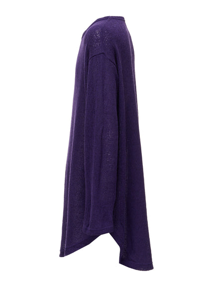 SPIDER WEB KNIT ROUND-HEM JUMBO LONG-SLEEVED T