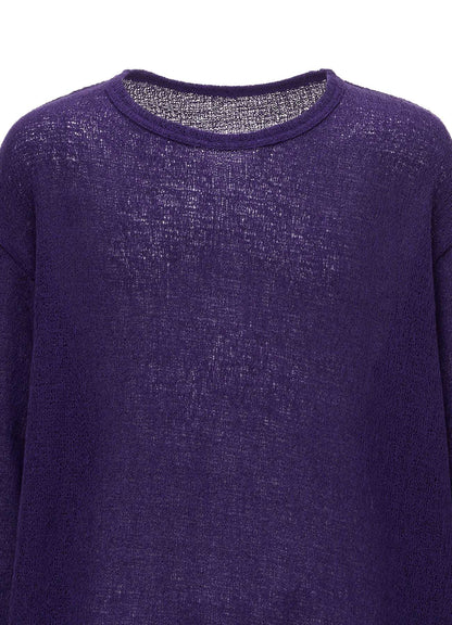 SPIDER WEB KNIT ROUND-HEM JUMBO LONG-SLEEVED T
