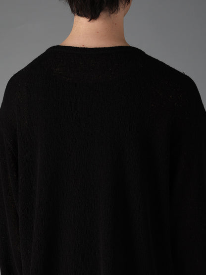 SPIDER WEB KNIT ROUND-HEM JUMBO LONG-SLEEVED T
