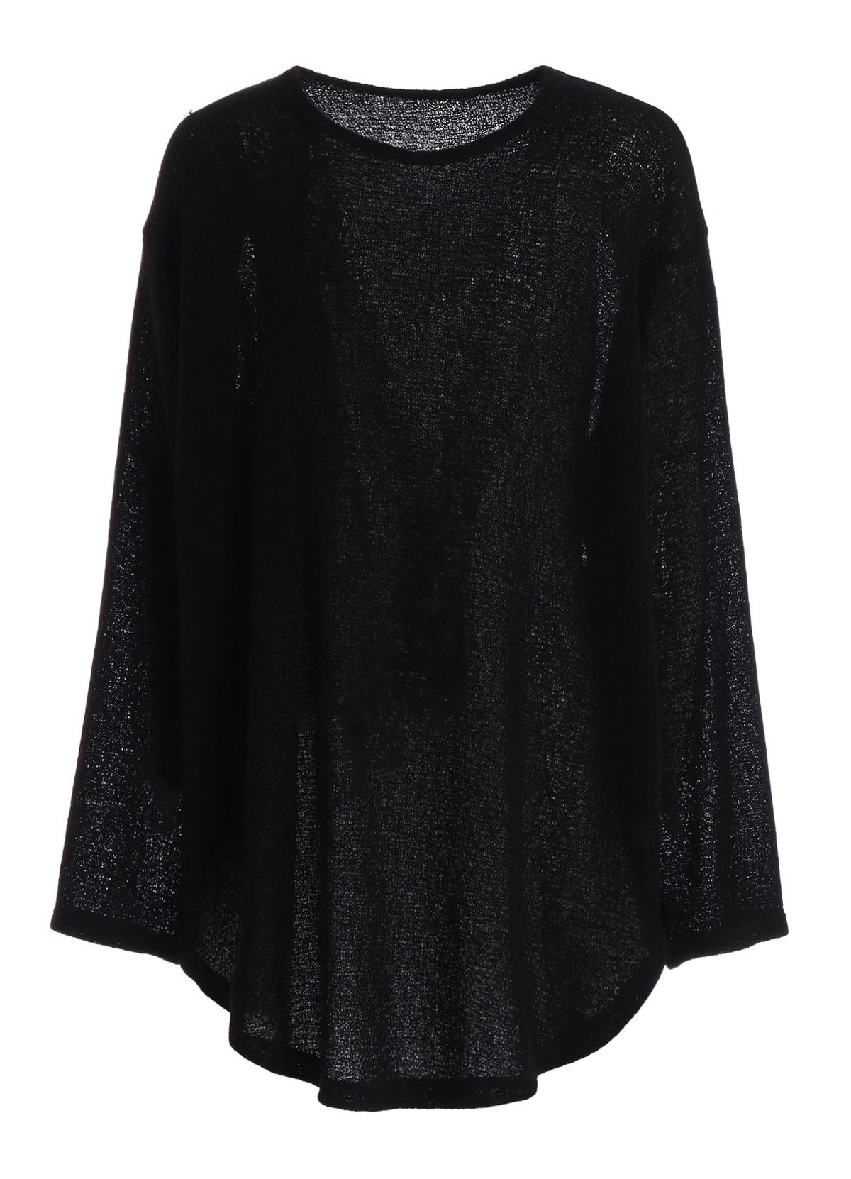 SPIDER WEB KNIT ROUND-HEM JUMBO LONG-SLEEVED T
