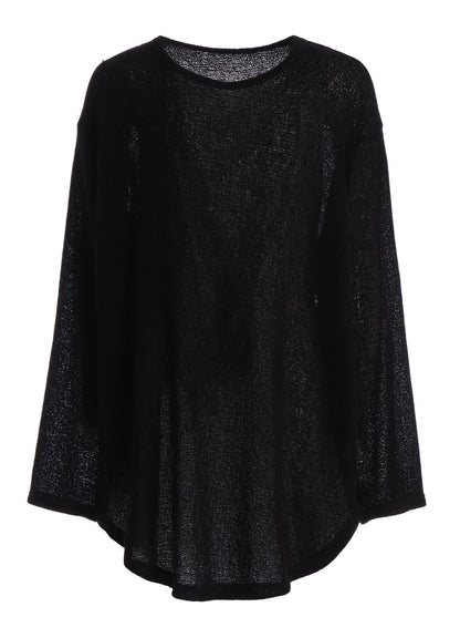 SPIDER WEB KNIT ROUND-HEM JUMBO LONG-SLEEVED T