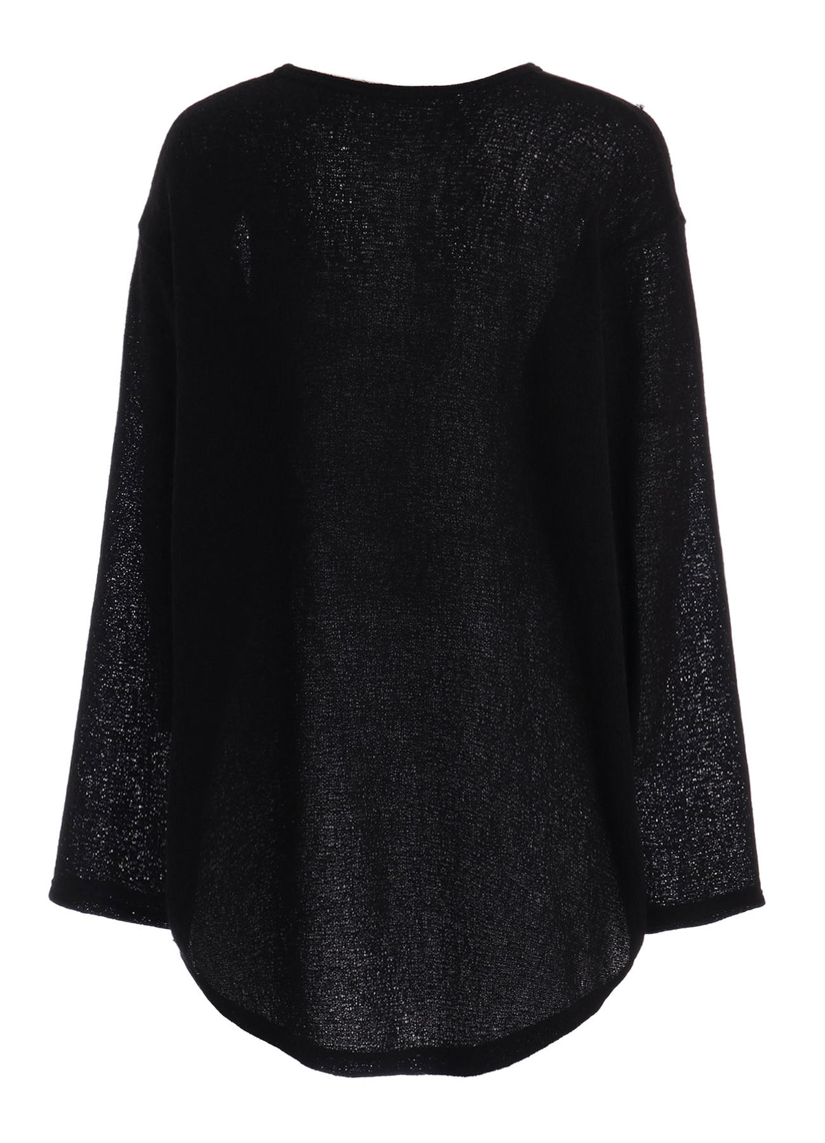 SPIDER WEB KNIT ROUND-HEM JUMBO LONG-SLEEVED T