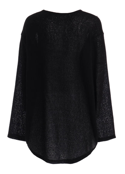 SPIDER WEB KNIT ROUND-HEM JUMBO LONG-SLEEVED T