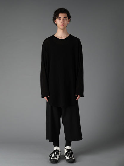 SPIDER WEB KNIT ROUND-HEM JUMBO LONG-SLEEVED T