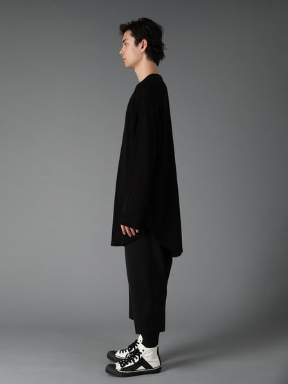 SPIDER WEB KNIT ROUND-HEM JUMBO LONG-SLEEVED T