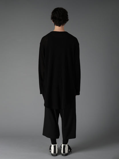 SPIDER WEB KNIT ROUND-HEM JUMBO LONG-SLEEVED T