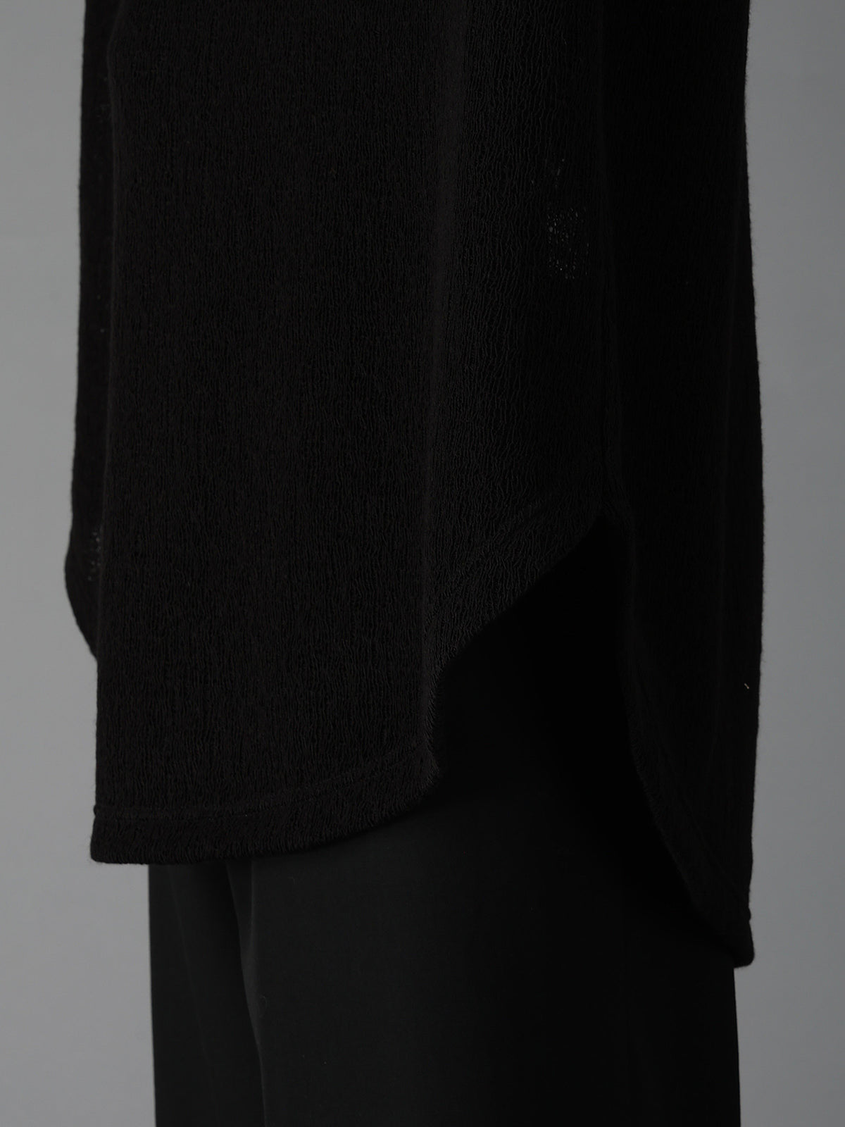 SPIDER WEB KNIT ROUND-HEM JUMBO LONG-SLEEVED T