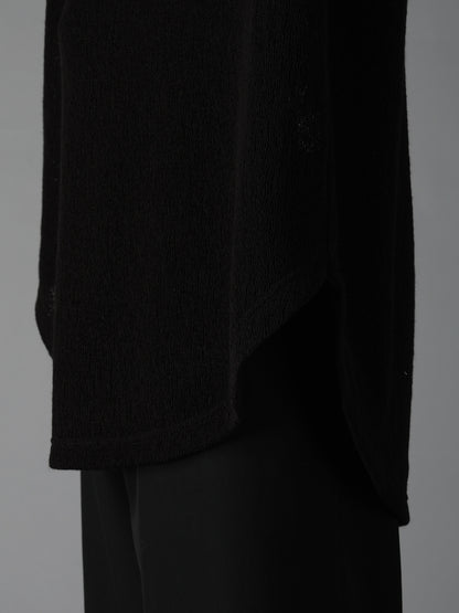 SPIDER WEB KNIT ROUND-HEM JUMBO LONG-SLEEVED T