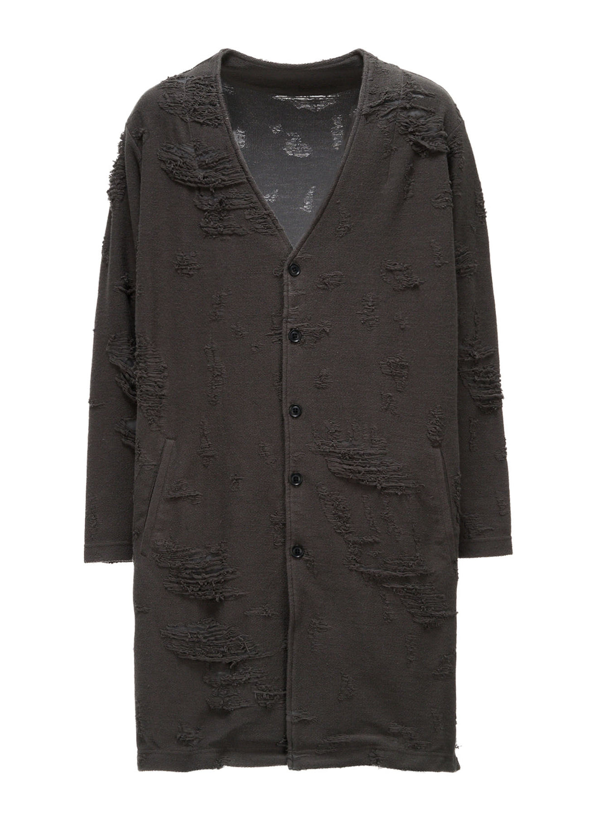 DAMAGE JACQUARD FRENCH TERRY V-NECK LONG CARDIGAN