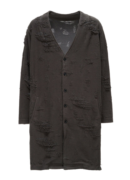 DAMAGE JACQUARD FRENCH TERRY V-NECK LONG CARDIGAN