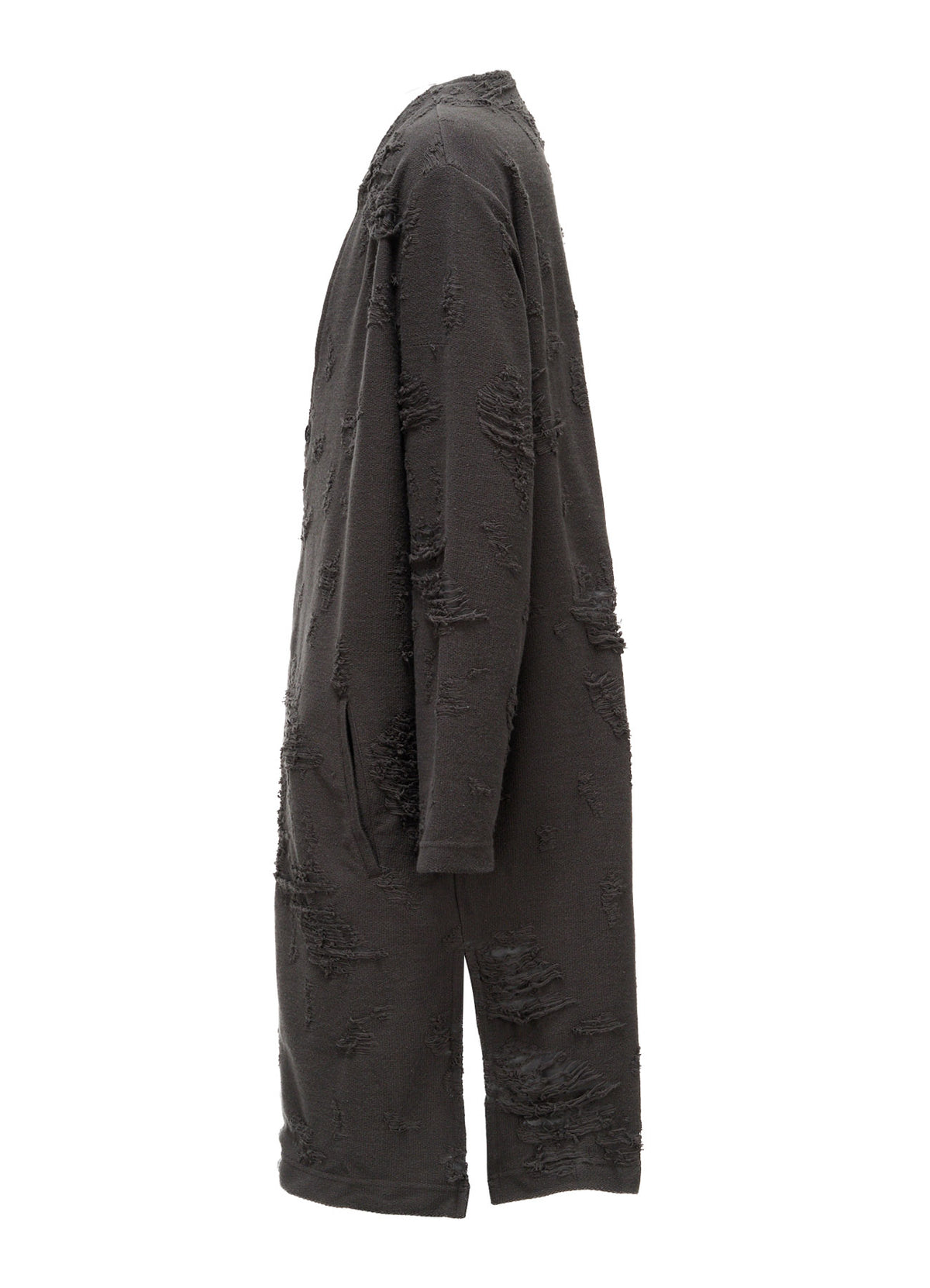 DAMAGE JACQUARD FRENCH TERRY V-NECK LONG CARDIGAN