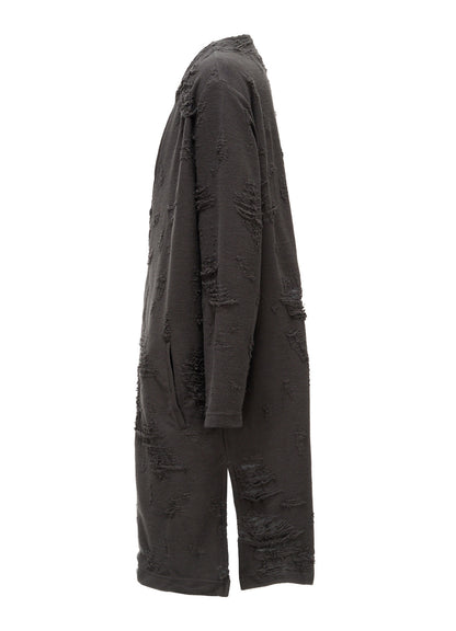 DAMAGE JACQUARD FRENCH TERRY V-NECK LONG CARDIGAN