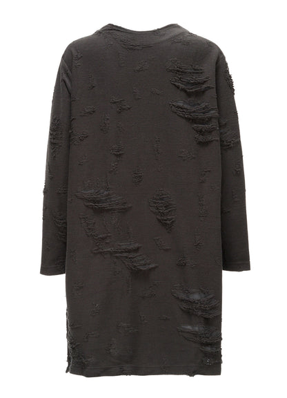 DAMAGE JACQUARD FRENCH TERRY V-NECK LONG CARDIGAN
