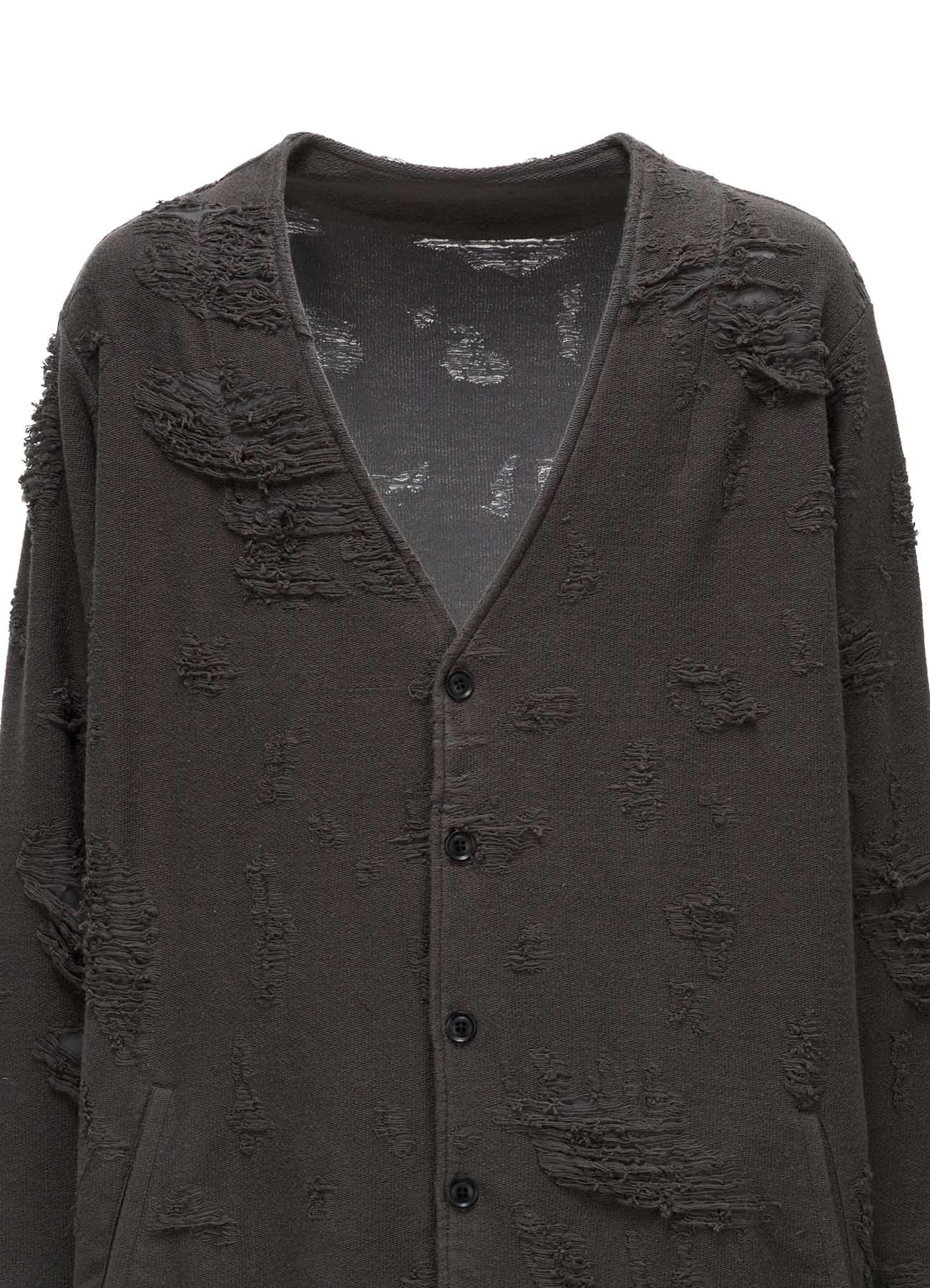 yohji yamamoto カーディガン DAMAGE JACQUARD FRENCH TERRY V-NECK LONG CARDIGAN – THE SHOP YOHJI