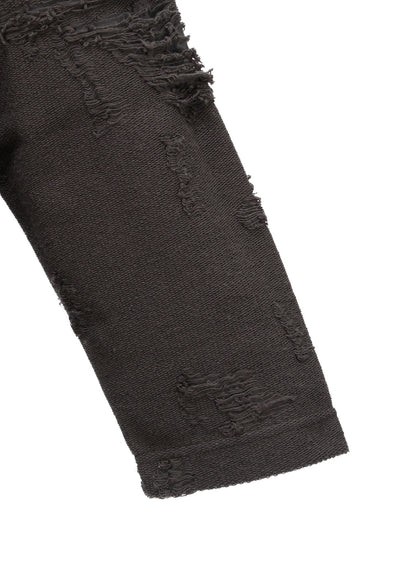 DAMAGE JACQUARD FRENCH TERRY V-NECK LONG CARDIGAN