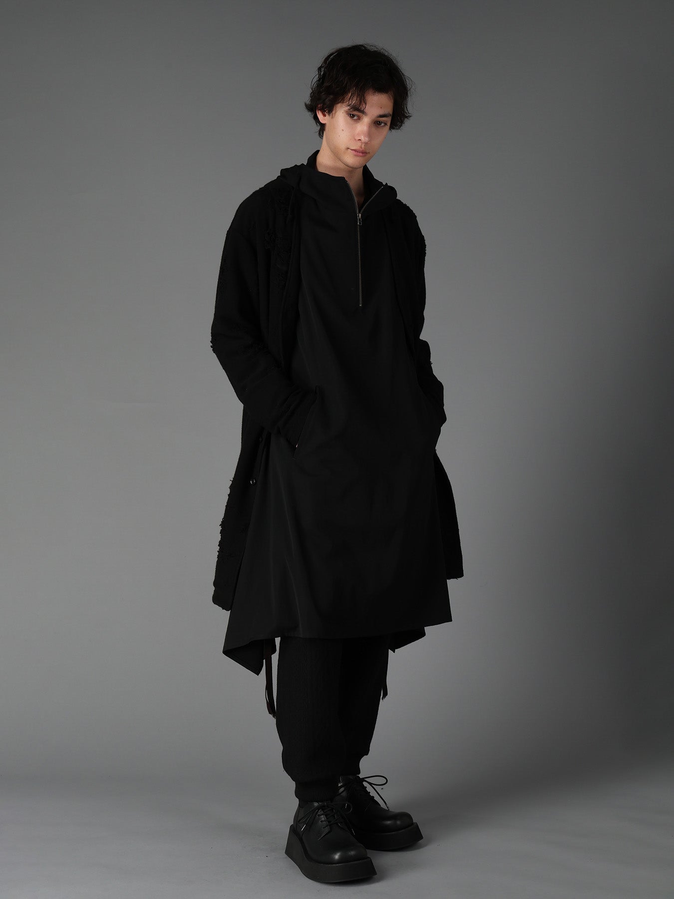 DAMAGE JACQUARD FRENCH TERRY V-NECK LONG CARDIGAN – THE SHOP YOHJI