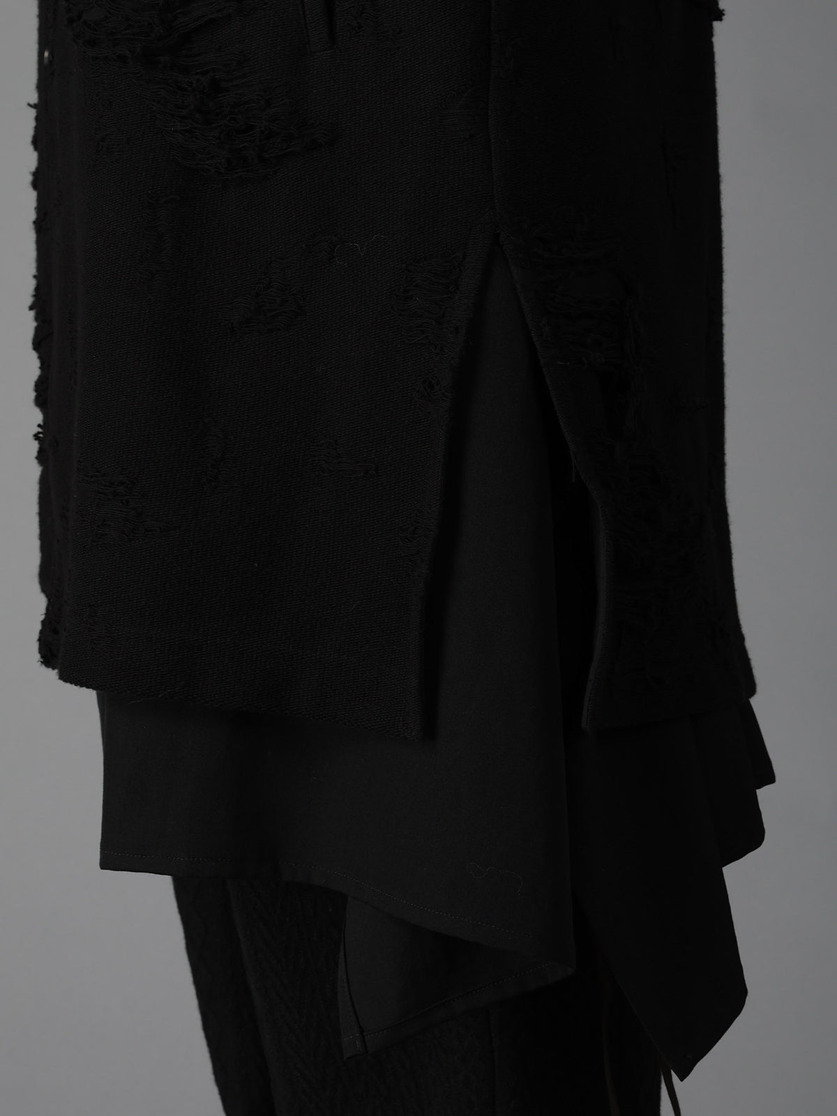 DAMAGE JACQUARD FRENCH TERRY V-NECK LONG CARDIGAN