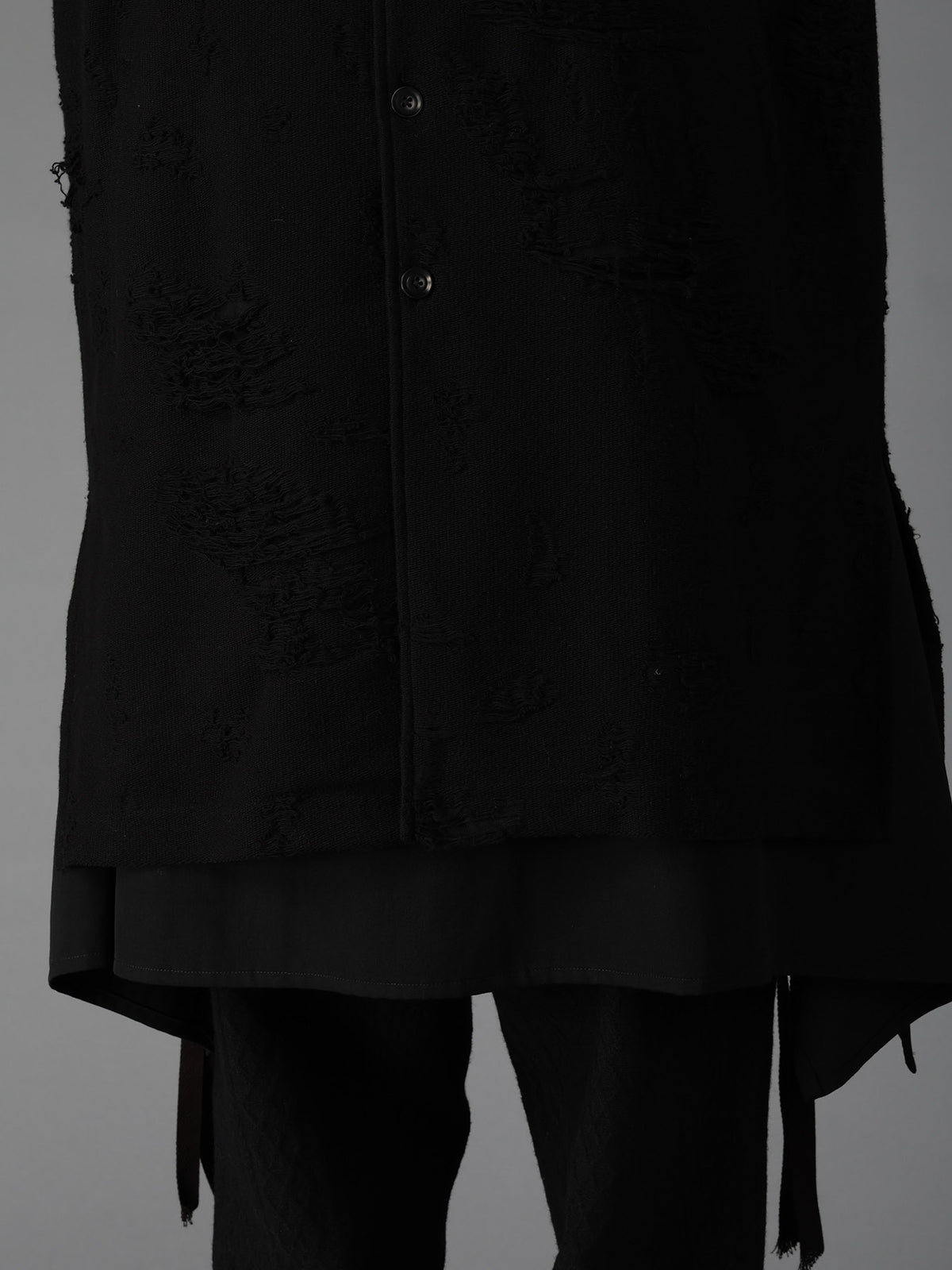 DAMAGE JACQUARD FRENCH TERRY V-NECK LONG CARDIGAN